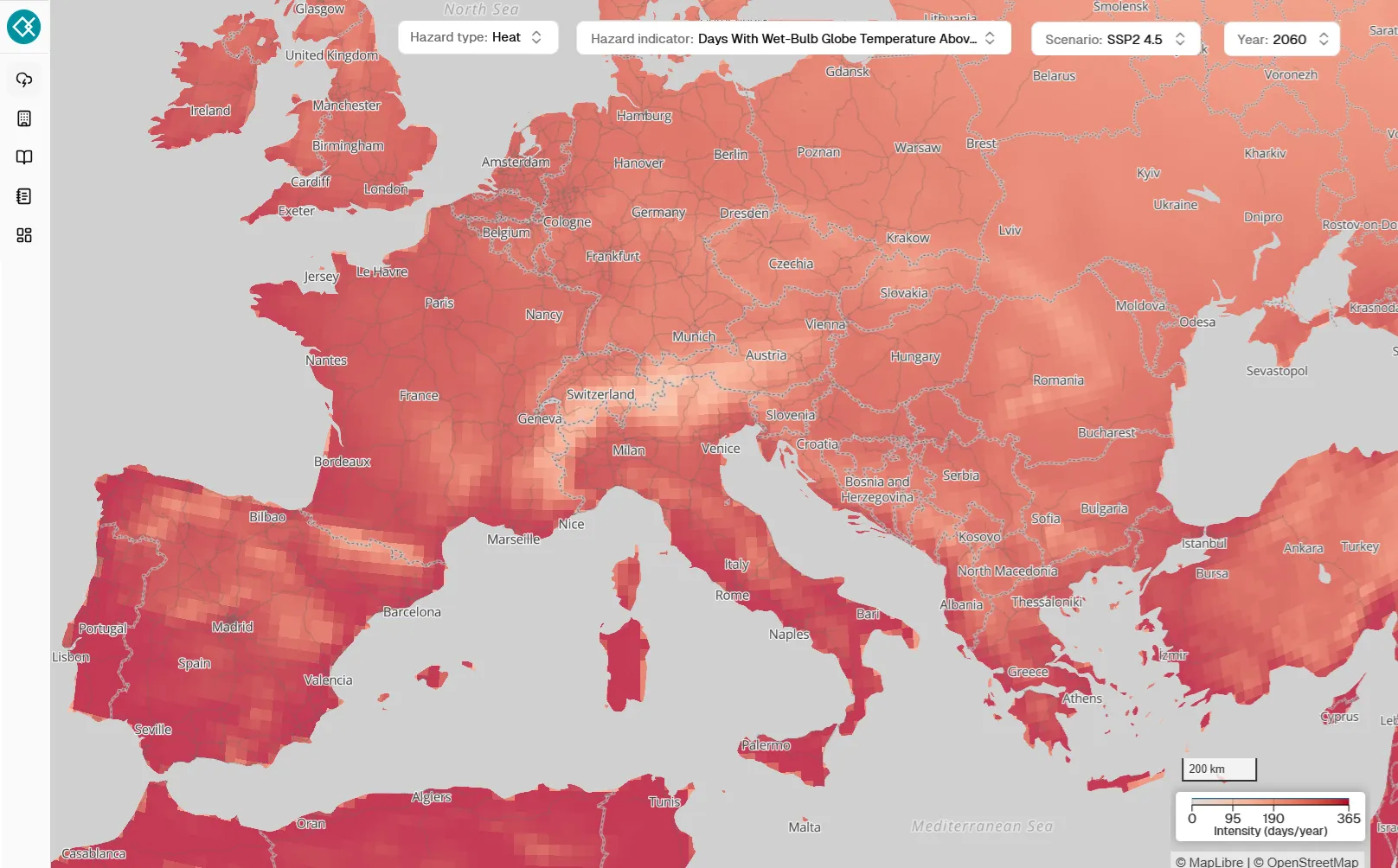 Alpha-Klima Wet-Bulb Globe Temperature map